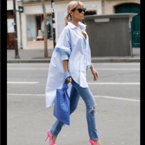 J Crew Blue White Stripe Button Up Light Tunic Shirt Dress - Picture 1 of 9